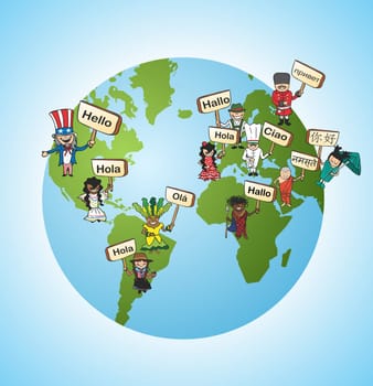 World diversity online language translation concept background. Vector illustration layered for easy editing.