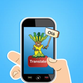 Hand with mobile device