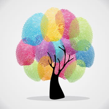 Diversity color tree finger prints illustration background set. Vector file layered for easy manipulation and custom coloring..