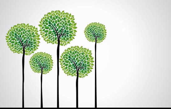 Cute green tree forest design. Vector file layered for easy edition..