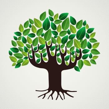 Green leaf strong trunk tree design. Vector file layered for easy manipulation and custom coloring..