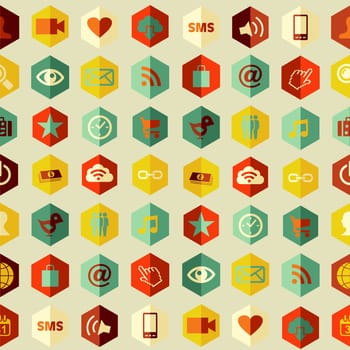 Social media apps icons seamless pattern. Vector illustration layered for easy manipulation and custom coloring.