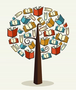 Global education concept tree made books. Vector file layered for easy manipulation and custom coloring. ..