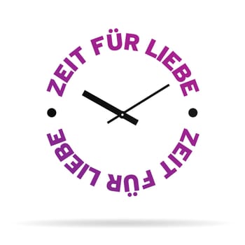 High resolution clock with the words time for love on white background.
