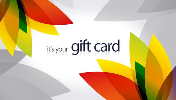 High resolution gift card with splash colored elements.