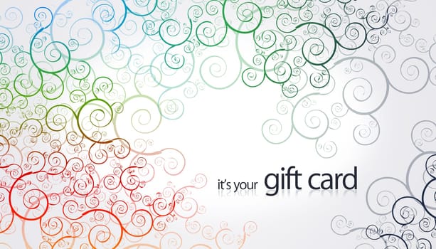 High resolution gift card with floral color elements.