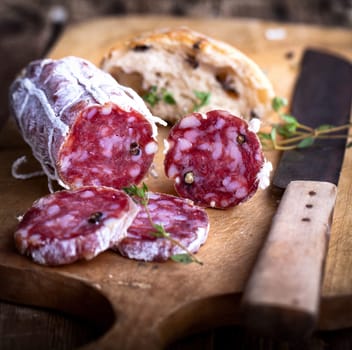 Salami with ciabatta and thyme