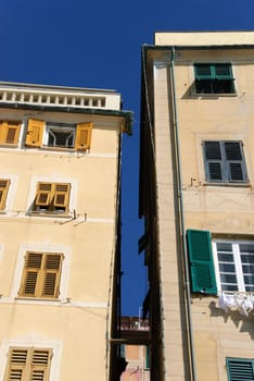 houses very close together in the village of Camogli