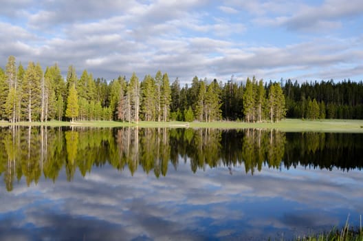 reflection on the lake in Yellowstone Wyoming
