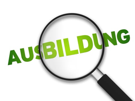 Magnifying Glass with the word Education on white background.