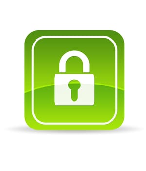 High resolution green lock icon on white background.