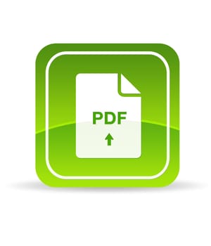 High resolution green pdf icon on white background.