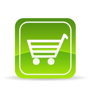 High resolution green ecommerce icon on white background.