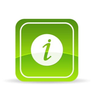 High resolution green information icon on white background.