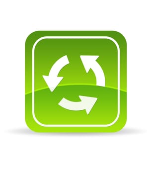 High resolution green reload icon on white background.