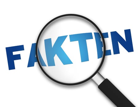 Magnifying Glass with the word Facts on white background.