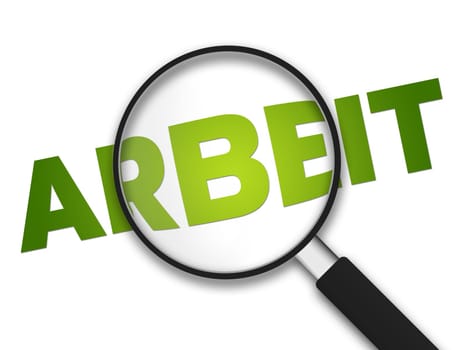 Magnifying Glass with the word Jobs on white background.