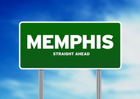 Green Memphis, Tennessee, USA highway sign on Cloud Background.