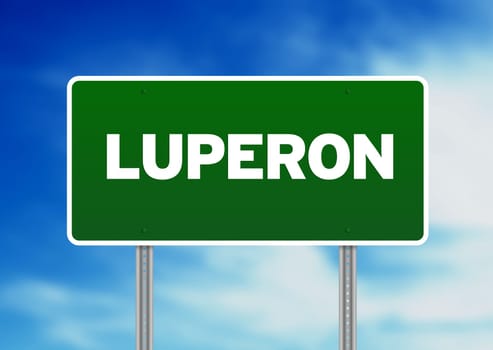 Green Luperon, Dominican Republic highway sign on Cloud Background.