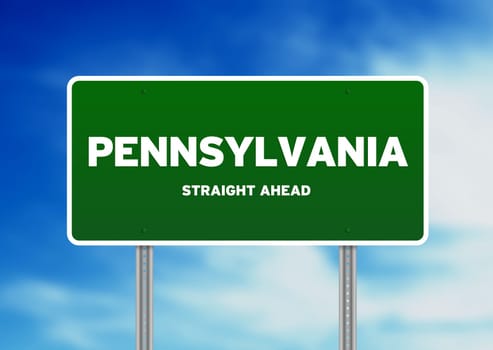 Green, Pennsylvania , USA highway sign on Cloud Background.