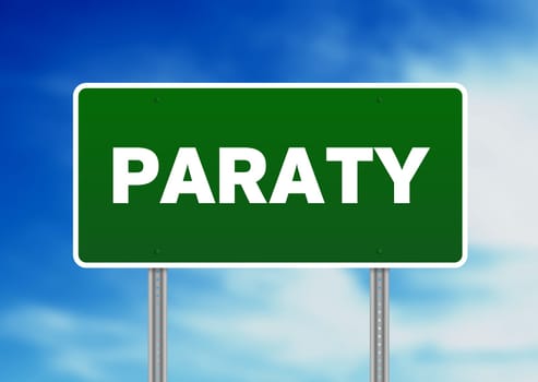 Green Paraty, Brazil highway sign on Cloud Background.