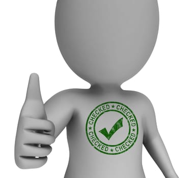 Checked Stamp With Tick On Man Showing Quality