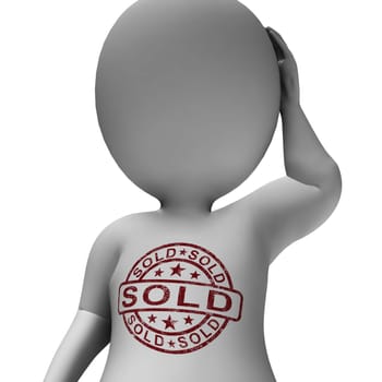 Sold Stamp On Man Showing Selling Or Purchasing