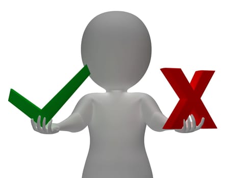 Tick And Cross Symbols Showing Choice Or Decision