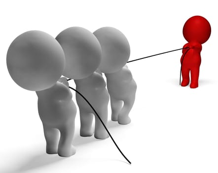 Tug Of War 3d Characters Shows Strength And Adversity