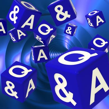QandA Dice Background Shows Assistance And Advice.