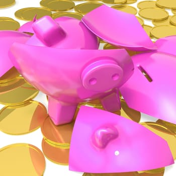 Broken Piggybank Showing Due Payments Or Savings