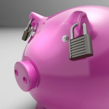 Piggybank With Locked Ears Shows Savings Safety Or Bank Security