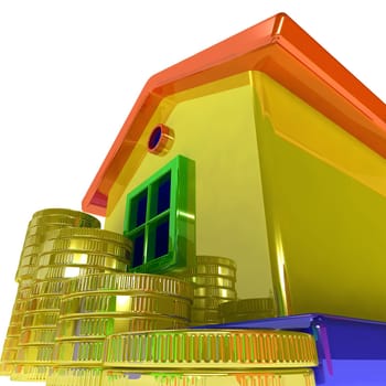 Coins Around House Shows Real Estate Investments Or Success