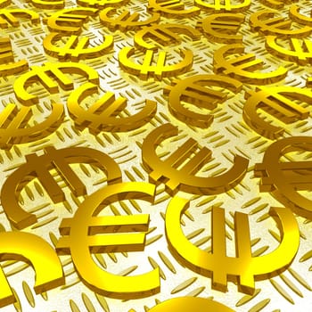 Euro Symbols Over The Floor Shows European Finances And Wealth