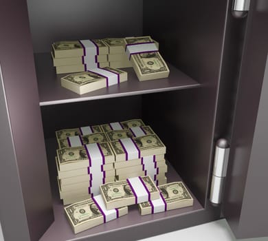 Open Safe With Money Showing Bank Accounts And Savings