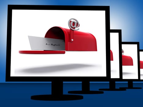Mailbox On Monitors Shows Digital Correspondence Or Delivered Emails