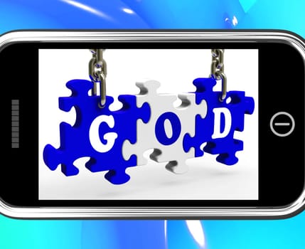 God On Smartphone Showing Prayers And Believes