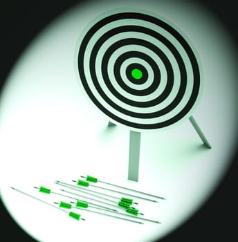 Arrow On Dartboard Showing Inefficiency And Inaccuracy