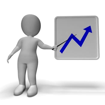 Profit Graph And 3d Character Shows Market Gains