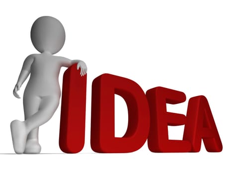 Idea Word And 3d man Showing Thoughts And Invention