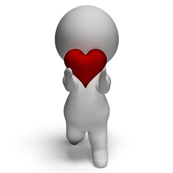 3d Character Holding Heart Showing Love And Valentines