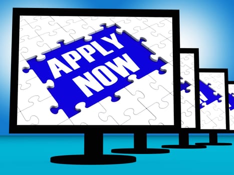 Apply Now On Monitors Shows Job Application Or Recruitment
