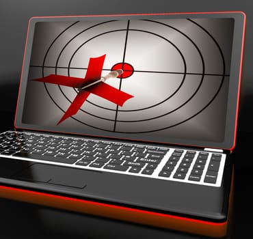 Arrow Aiming On Laptop Shows Efficient Shot Or Good Aiming
