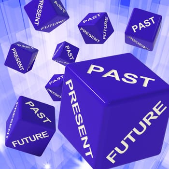 Past, Present, Future Dice Showing Forecasts And Predictions.