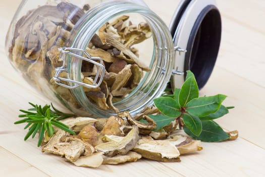 herbs and dried mushrooms - boletus