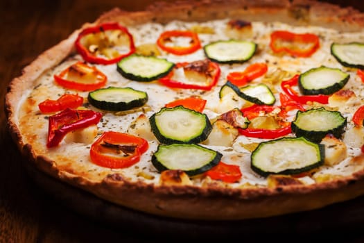 Greek pizza with feta cheese and vegetable
