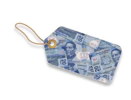 20 Mexican Pesos Label illustration on white background.