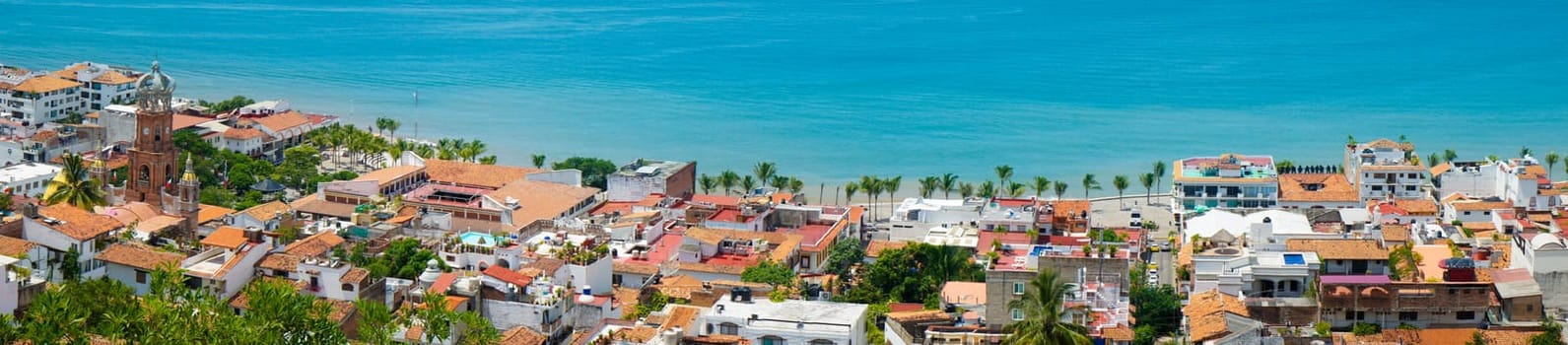 Panorama shot of Downtown Puerto Vallarta, Mexico.