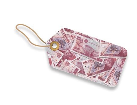 50 Mexican Pesos Label illustration on white background.