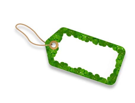A white Price Tag with floral elements.